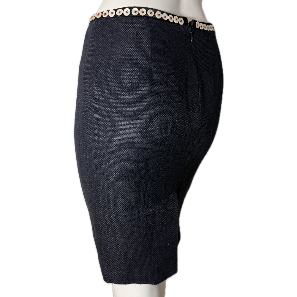 Alexander McQueen 2005 Archive Runway Indigo Linen Tailored Pencil Skirt 40 4-6 - Picture 11 of 15